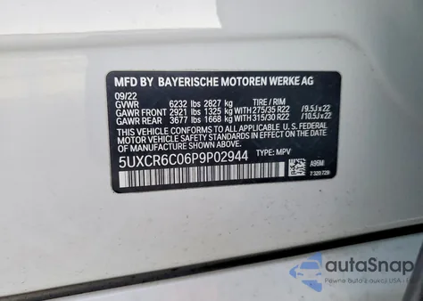 2023 BMW X5 xDrive40I from USA, damaged, VIN 5UXCR6C06P9P02944